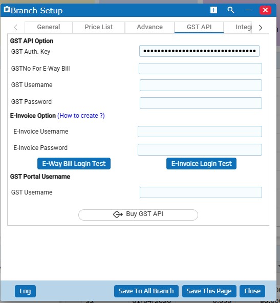 GST API configuration