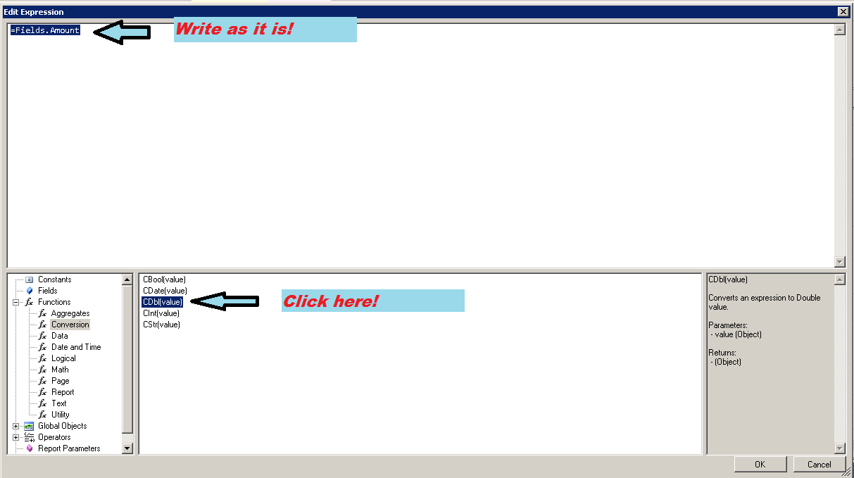 Value dialog