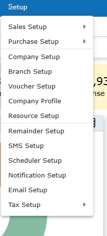 Branch Setup menu