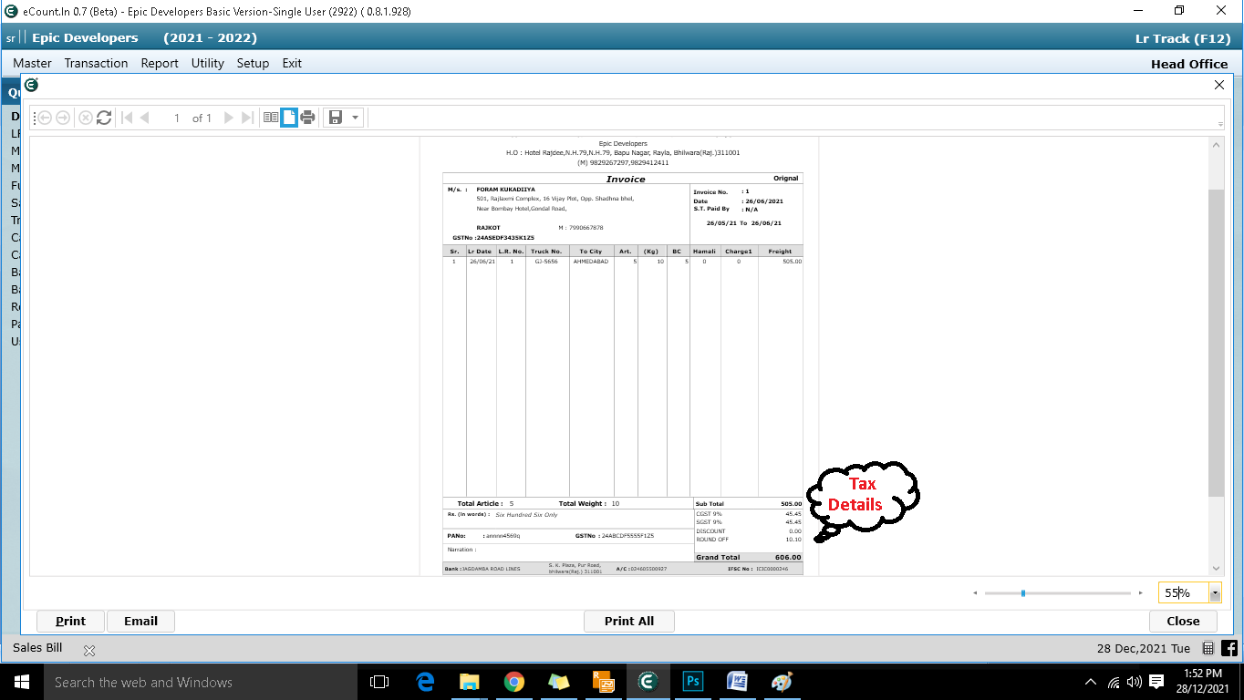 Print File after applying Expense Formula