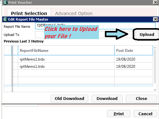 Upload button